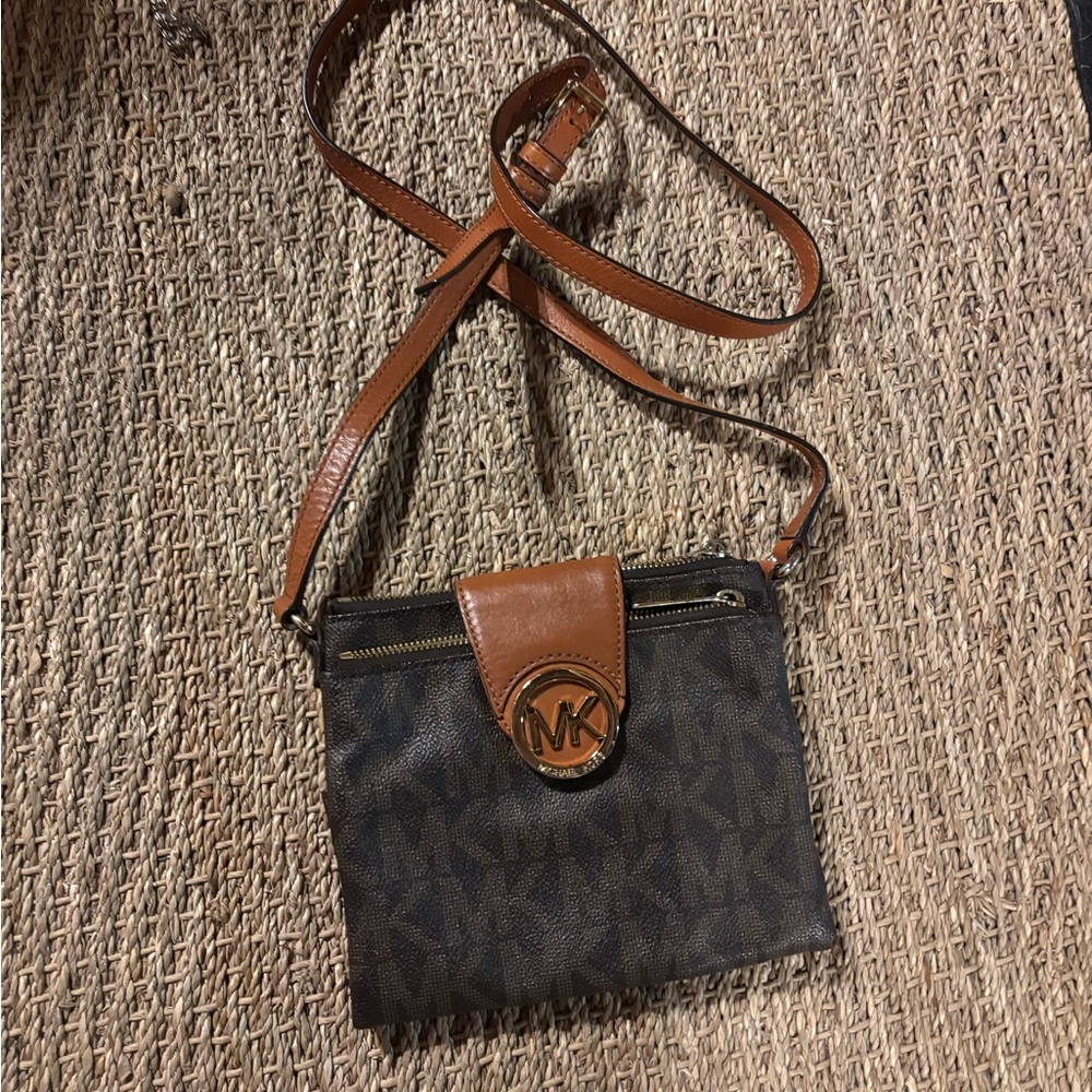 Michael Kors Black and Brown Crossbody Bag